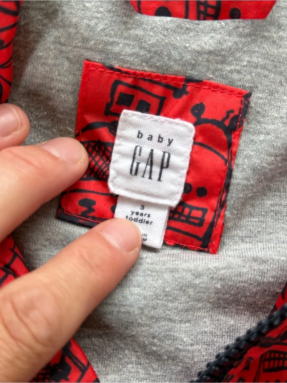 GAP Red Hooded Raincoat with Robot Pattern